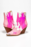 Taylor Bota Vaquera Flamas Rosa